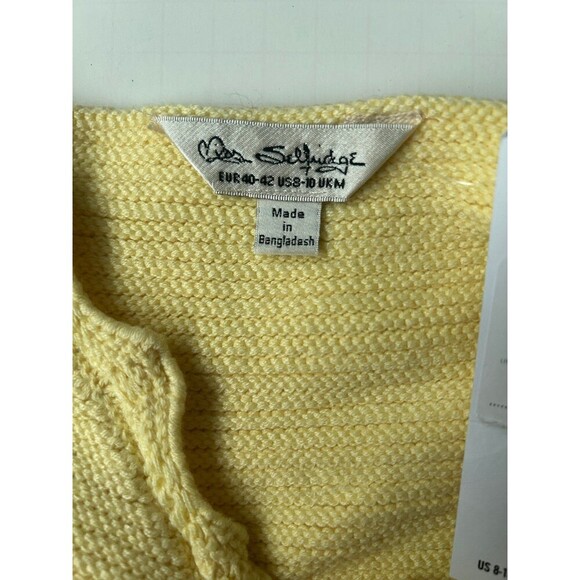 ASOS Miss Selfridge Crochet Knit Scallop Neck Ruched front cropped Yellow Top - Picture 3 of 7